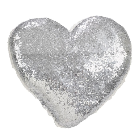 Saro Lifestyle SARO 1607.S1314B 13 x 14 in. Rectangle Heart Sequin Pillow with Poly Filled Silver 1607.S1314B